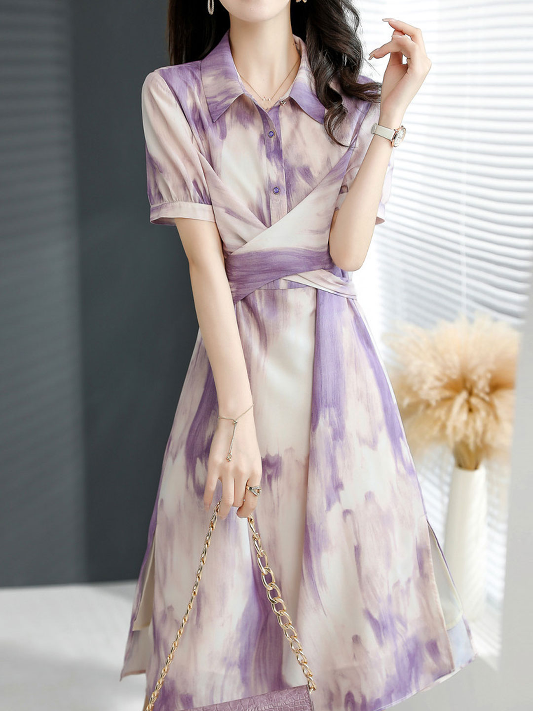 Kayla Elegant Printed Chiffon Dress