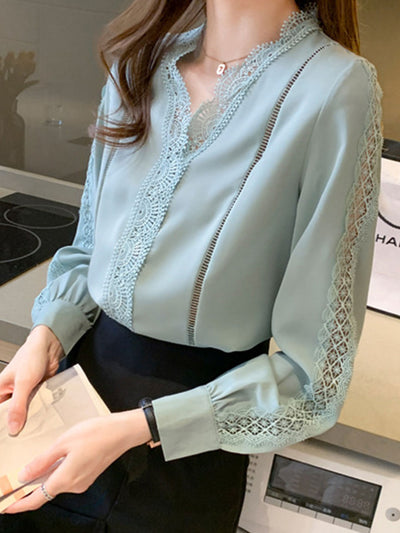 Natalie Elegant Hollowed Chiffon Shirt