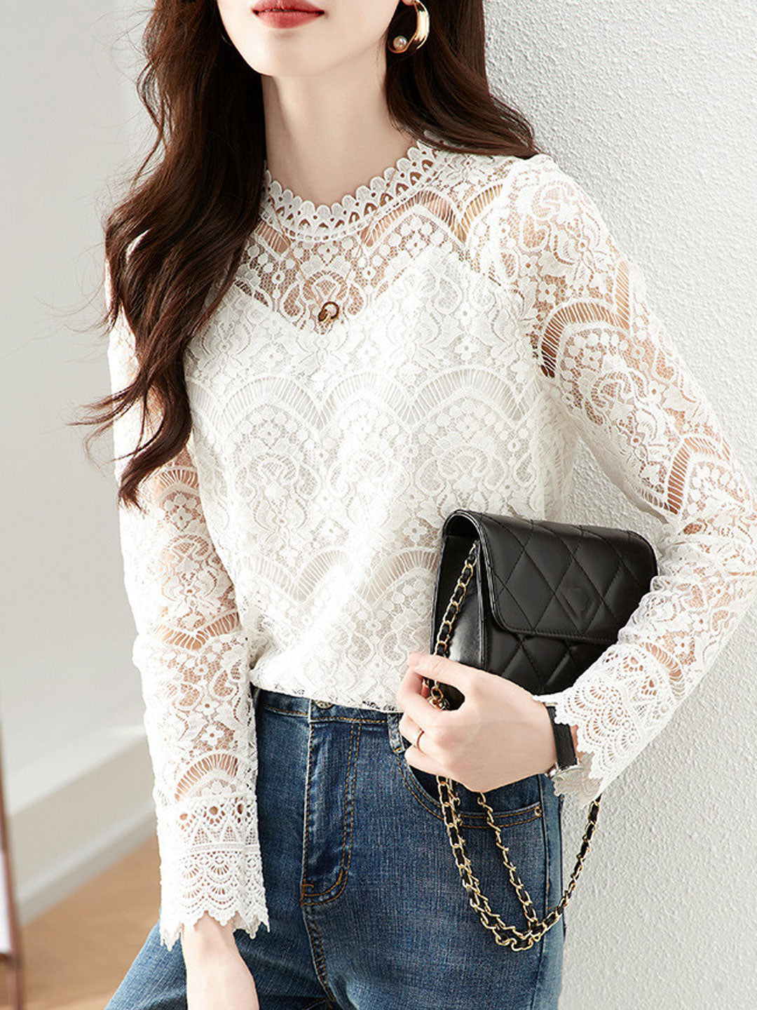 Genesis Classic Crew Neck Lace Blouse