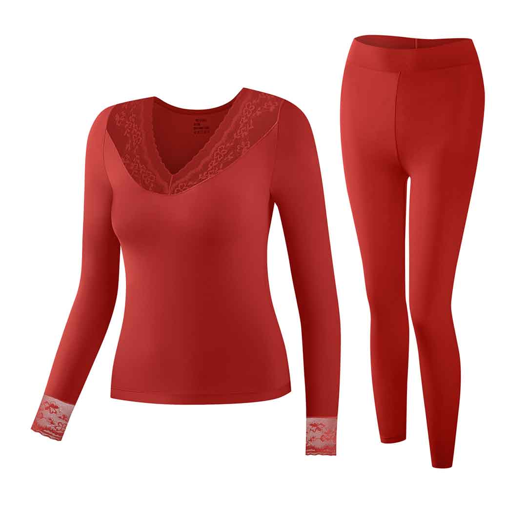 2pcs Women'S Lace V-Neck Tight Underwear Set