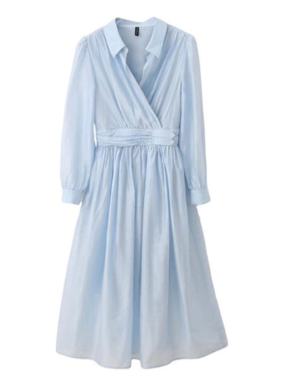 Kayla Retro Puff Sleeve Chiffon Dress-White