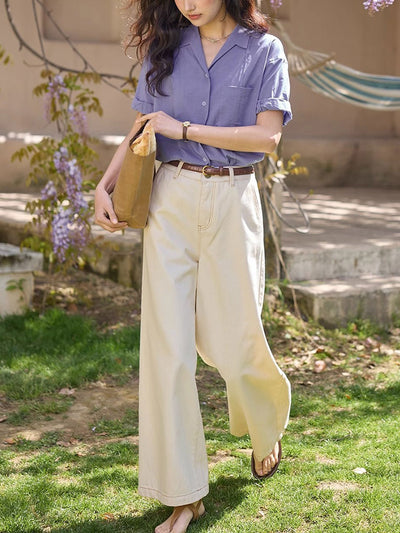 Ava Casual Lapel Solid Color Shirt