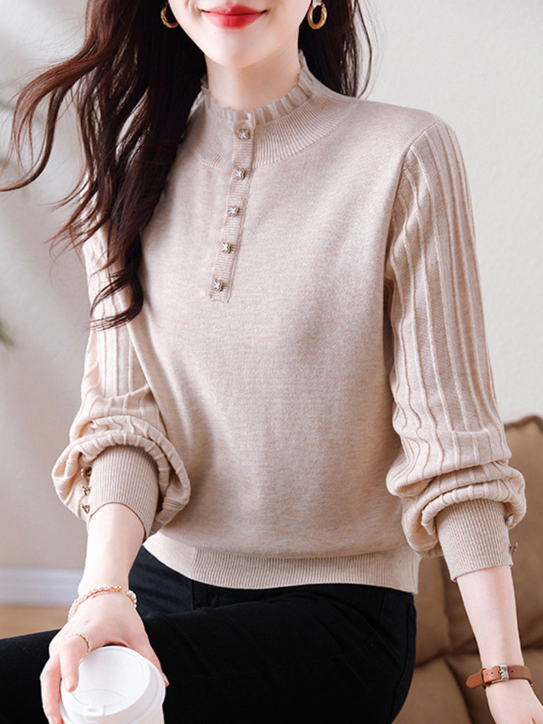 Hannah Retro Turtleneck Knitted Pullover Sweater