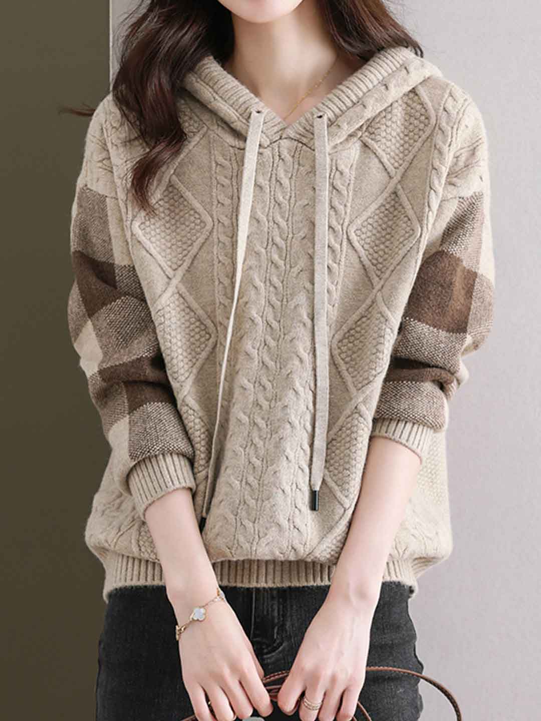 Bella Casual Hooded Knitted Sweatshirt