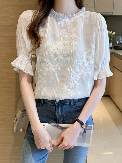 Raya Vintage Flare Sleeve Chiffon Blouse