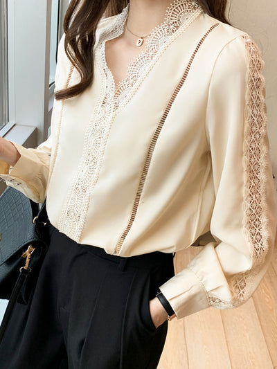 Natalie Elegant Hollowed Chiffon Shirt