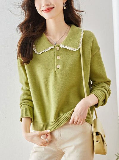 Madison Casual Loose Doll Collar Lapel Sweater