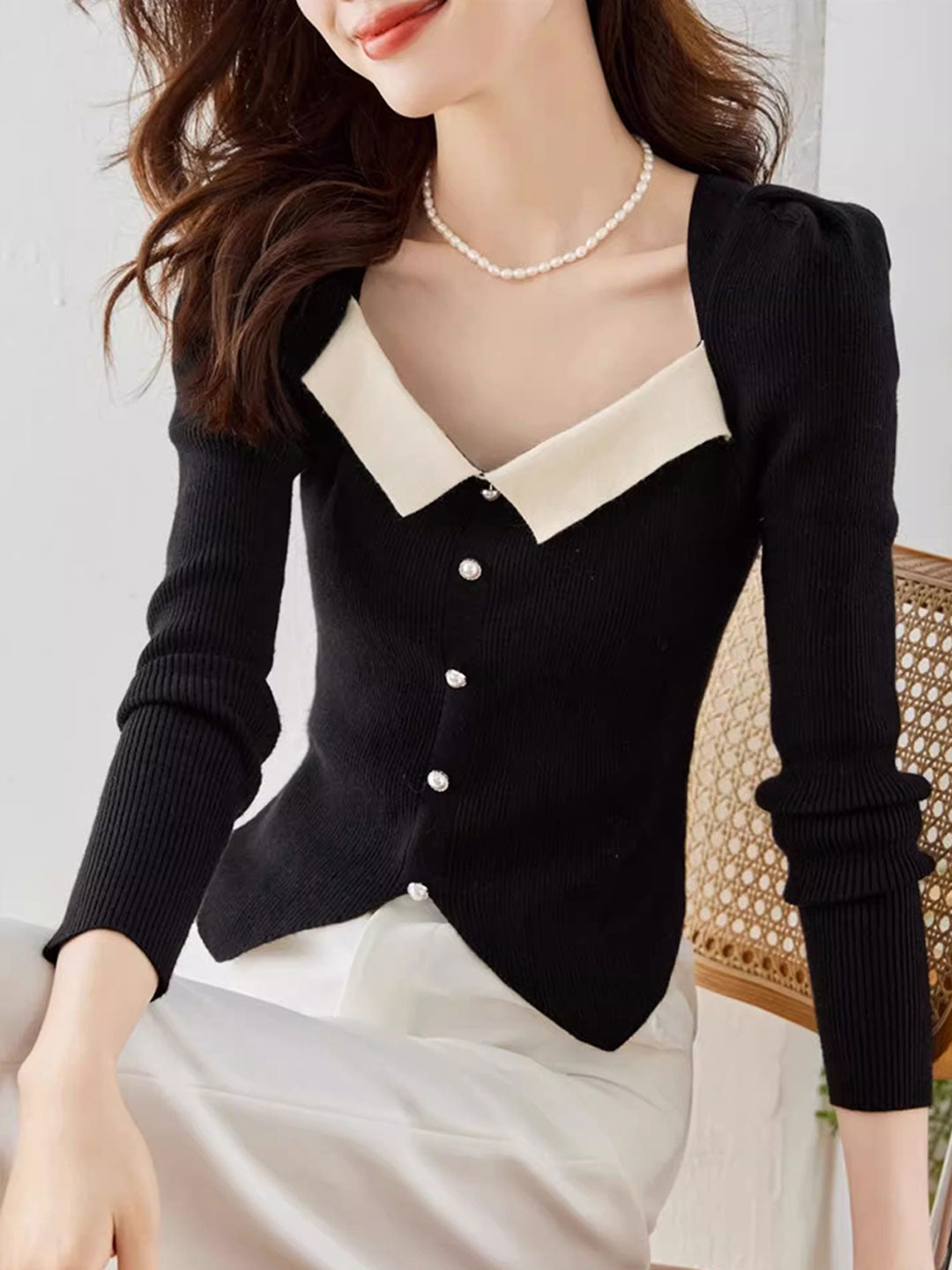 Jessica Retro Color Block Knitted Top