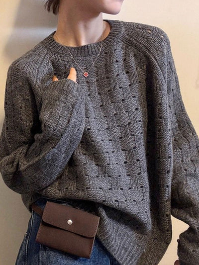 Peyton Loose Crew Neck Hollowed Knitted Sweater