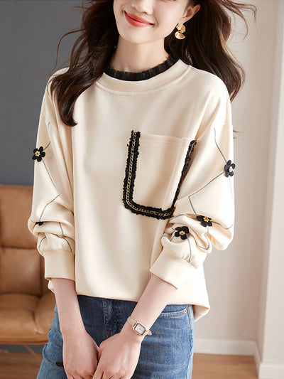 Olivia Casual Auricular Embroidered Sweatshirt