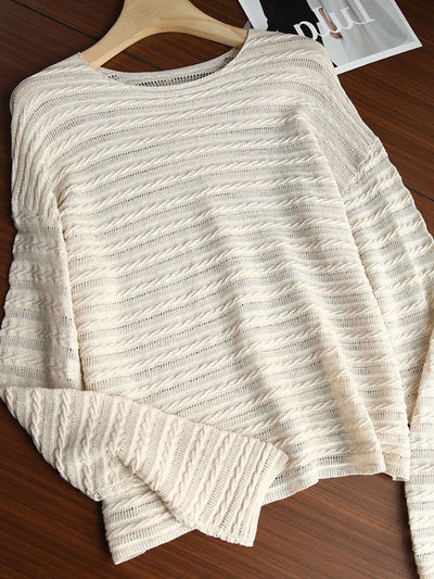 Chloe Loose Crew Neck Solid Color Knitted Top