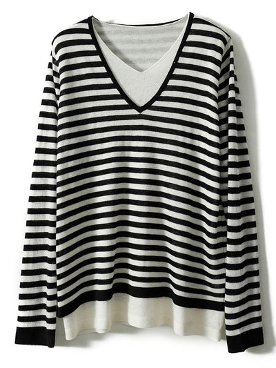 Camila Classic Contrasted Knitted Striped Sweater