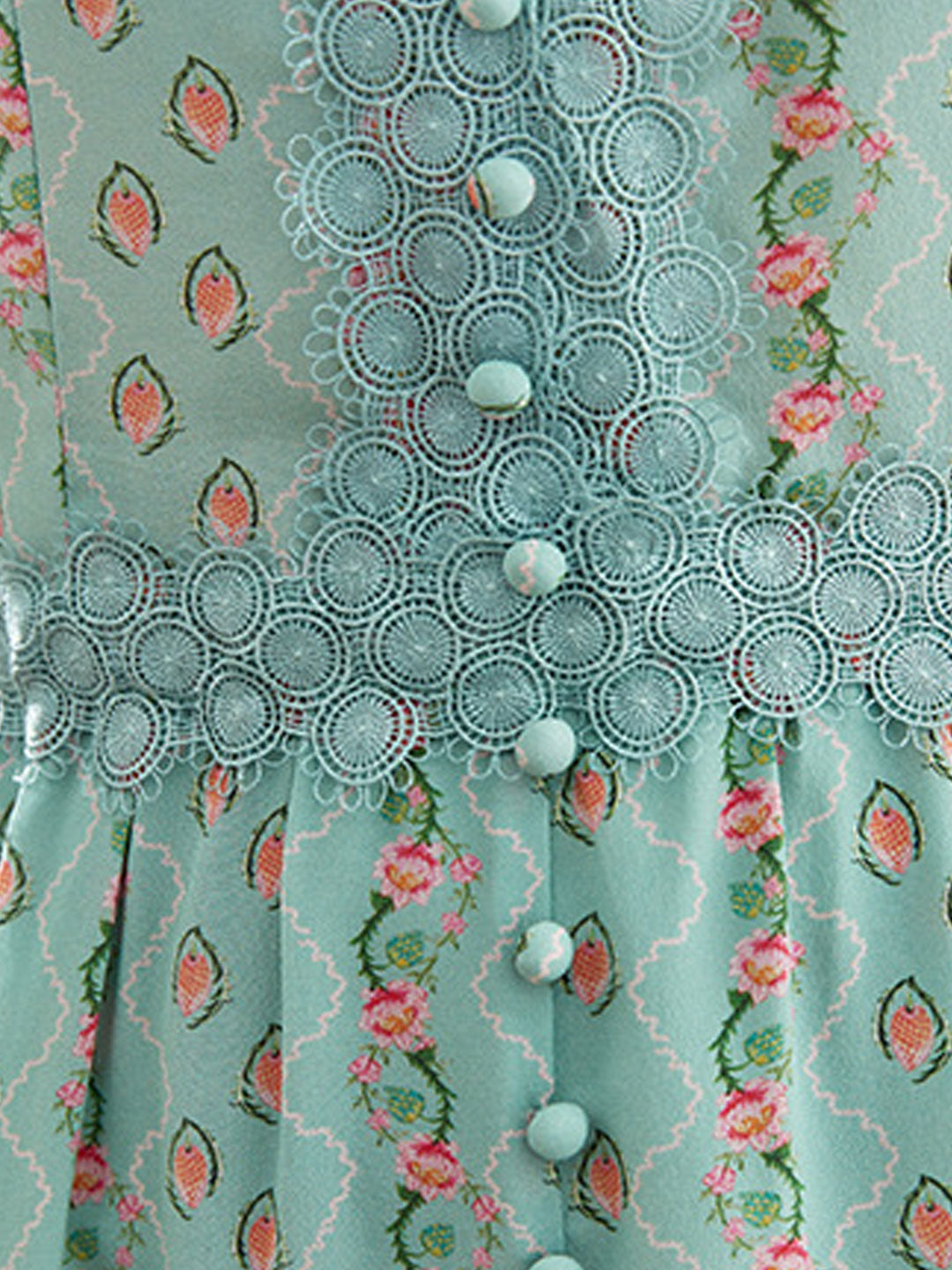 Alyssa Elegant V-neck Lace Printed Floral Dress