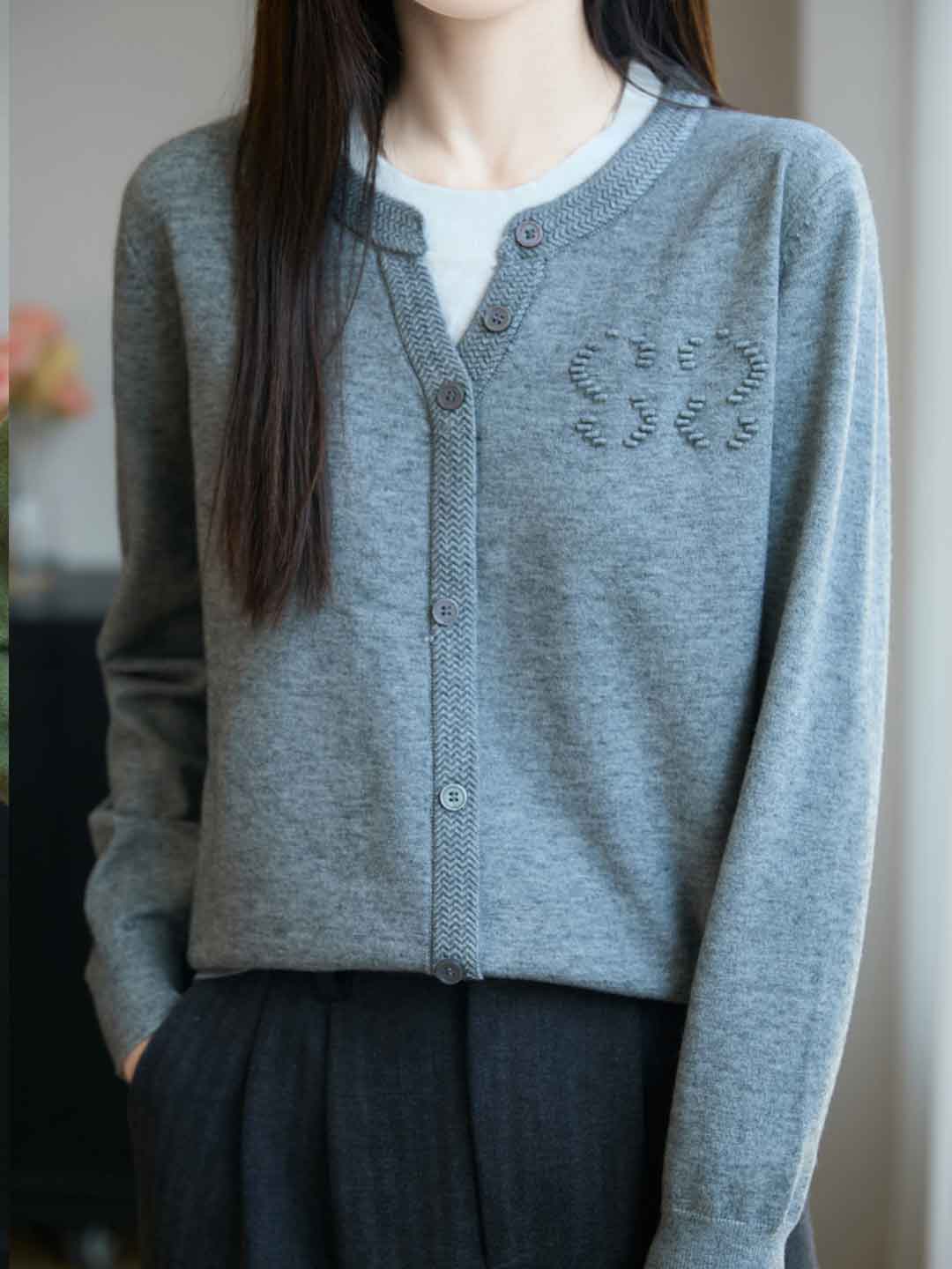 Sophie Casual Crew Neck Mock Two-Piece Pullover Knitted Top