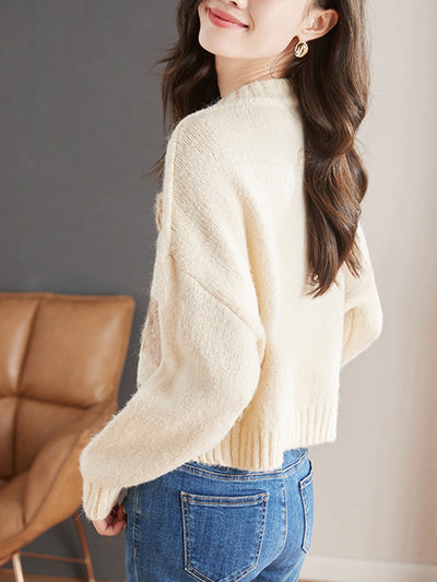 Natalie Crew Neck Embroidered Knitted Pullover Sweater