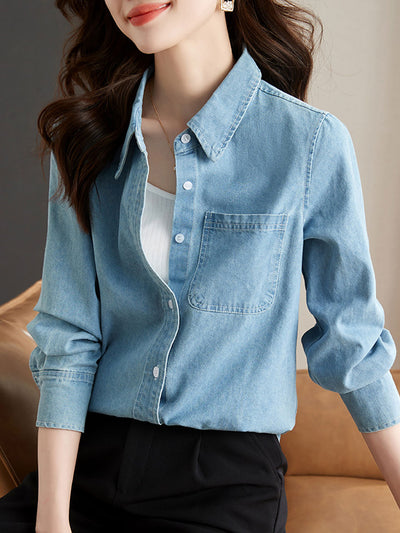 Madison Casual Lapel Denim Shirt