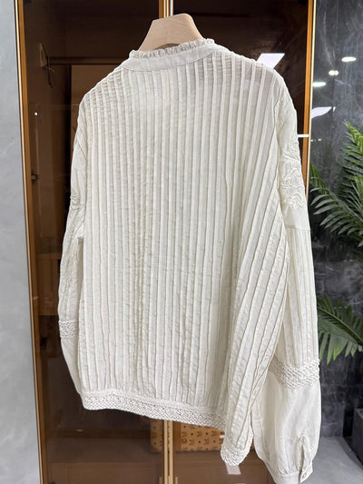 Claire Loose Auricular Puff Sleeve Embroidered Blouse