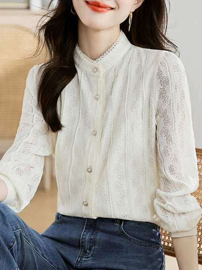 Mia Retro Lace Chiffon Blouse