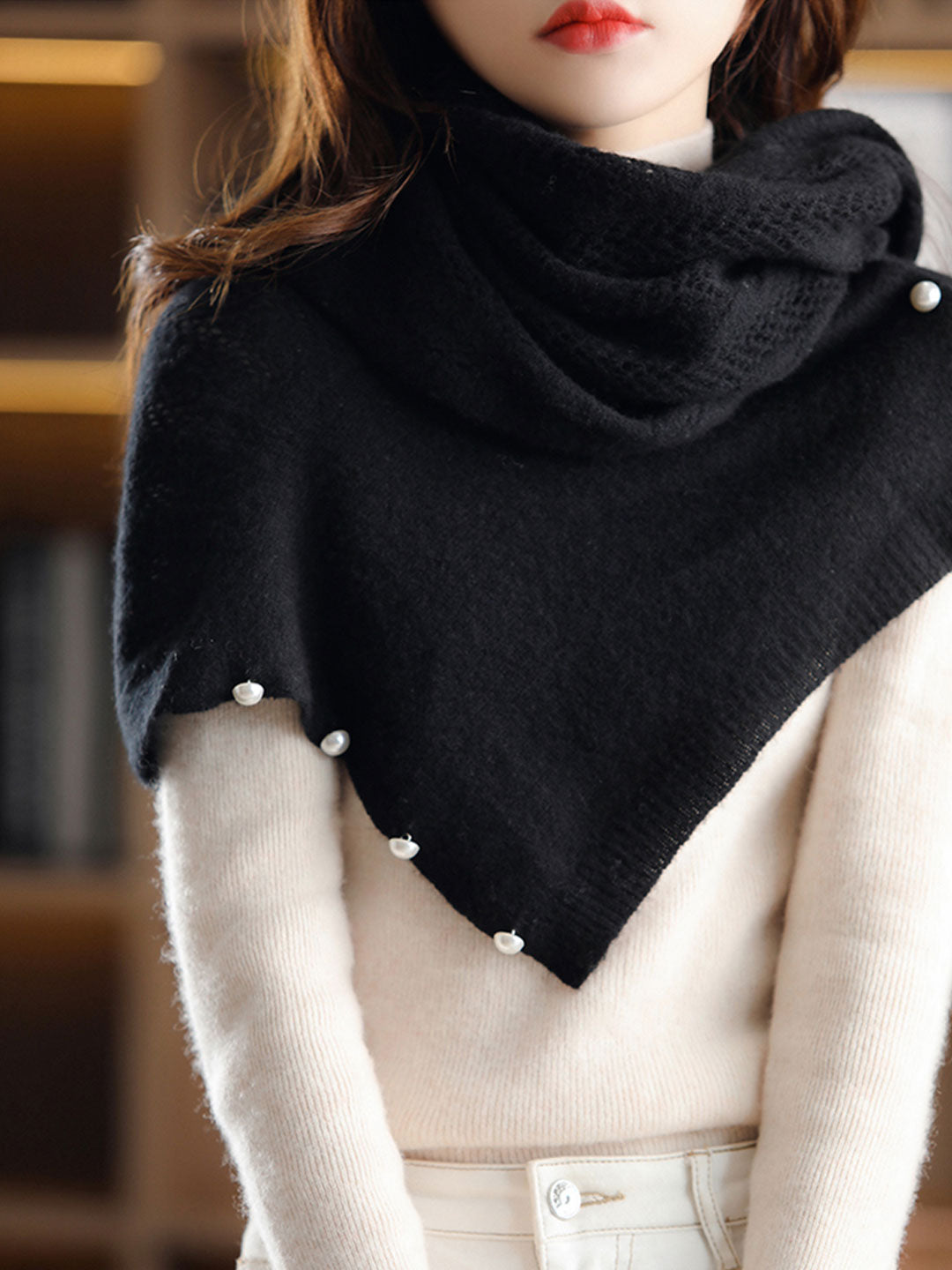 Taylor Hollowed Knitted Scarf Cape Sweater