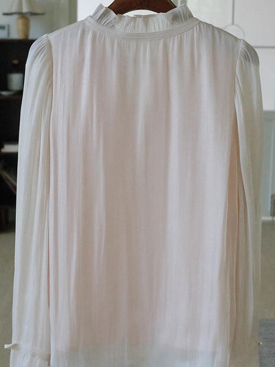 Makayla Elegant V-Neck Pleated Floral Shirt