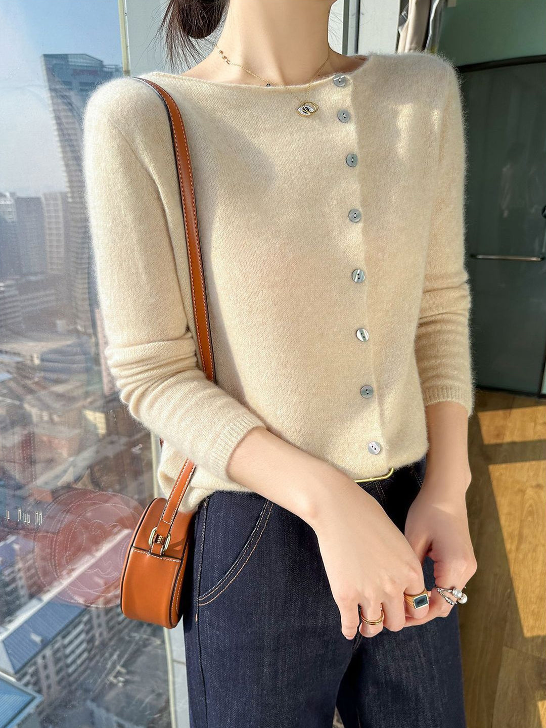 Kayla Classic Crew Neck Knitted Cardigan