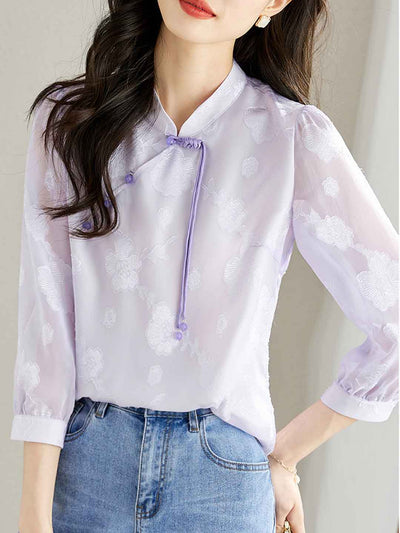 Jasmine Classic Buttoned Floral Textured Shirt