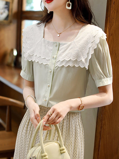 Mariah Retro Square Neck Chiffon Top