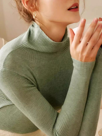 Alyssa Elegant Turtleneck Pile Neck Knitted Sweater