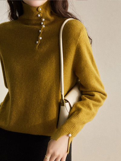 Ava Vintage Buttoned Turtleneck Knitted Sweater