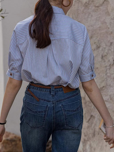 Caroline Classic Slant Collar Striped Shirt