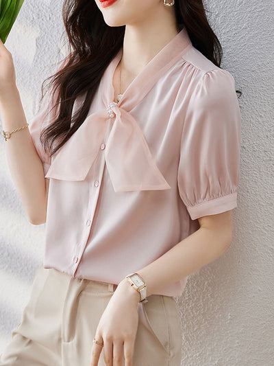 Kayla Classic Bow Chiffon Shirt