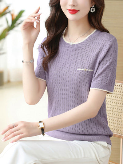 Emma Classic Crew Neck Hook Knitted Top