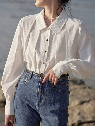 Aubrey Loose Lapel Solid Color Shirt