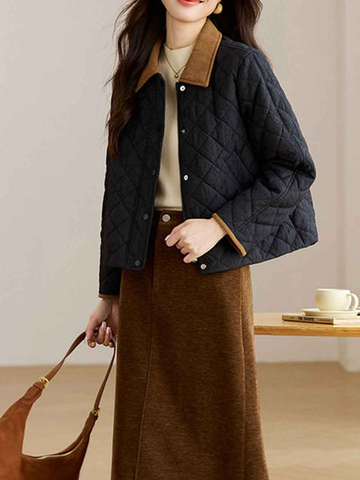 Natalie Classic Lapel Colorblocked Winter Coat