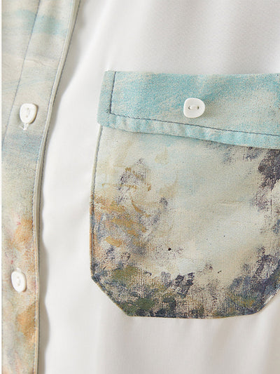 Jasmine Loose Printed Patchwork Chiffon Top