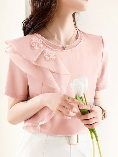 Kayla Classic Ruffle Chiffon Top