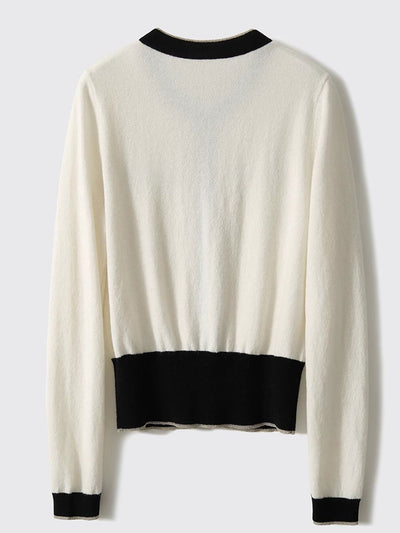 Sophia Classic Crew Neck Contrasted Knitted Cardigan