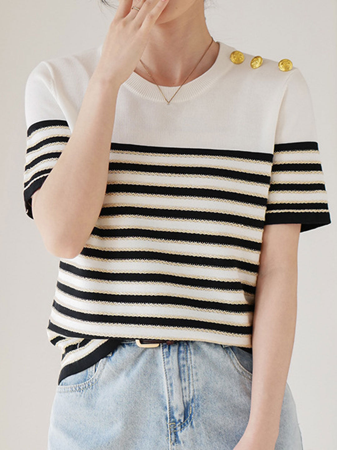 Ava Casual Loose Striped Knitted Top