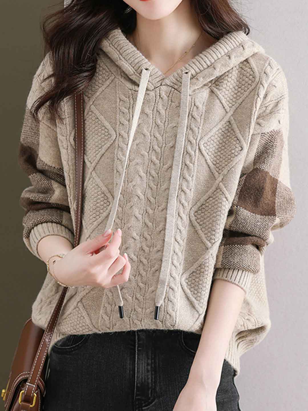 Bella Casual Hooded Knitted Sweatshirt