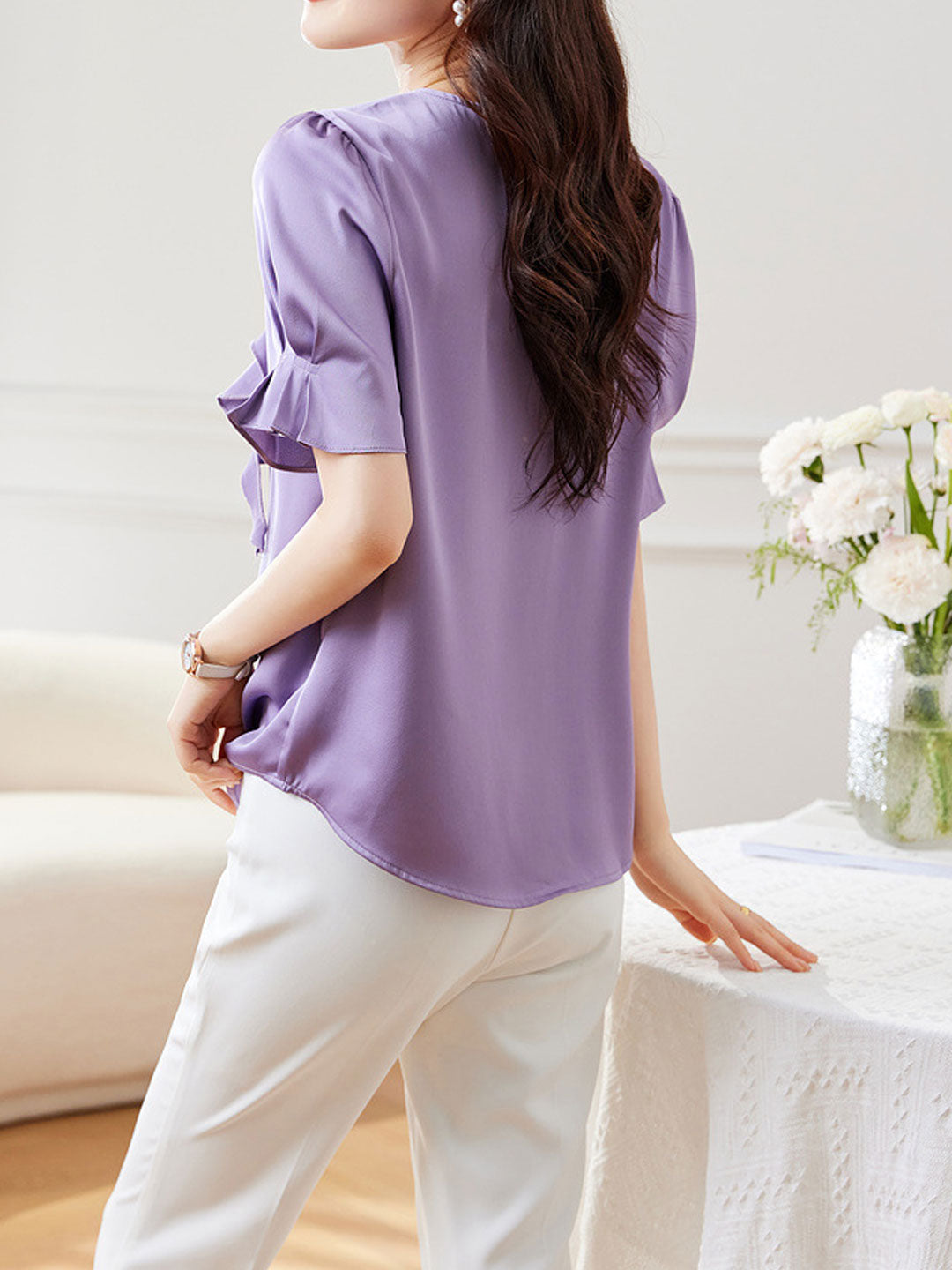 Natalie Elegant Lace Chiffon Shirt