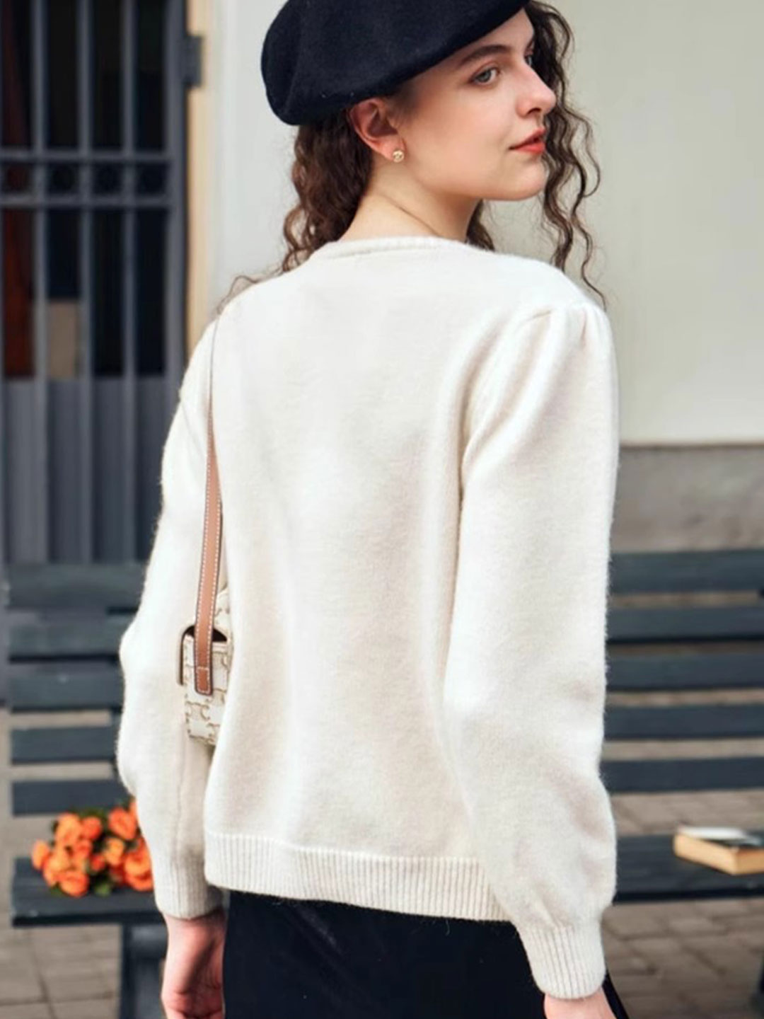 Mia Classic Textured Bow Pullover Knitted Sweater