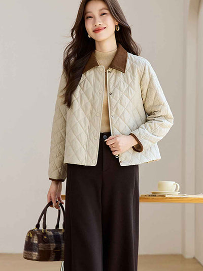 Natalie Classic Lapel Colorblocked Winter Coat