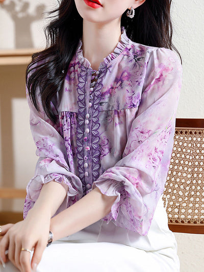 Raya Classic Printed Floral Chiffon Top