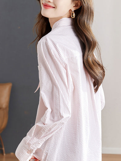 Kayla Elegant Solid Color Tie Shirt