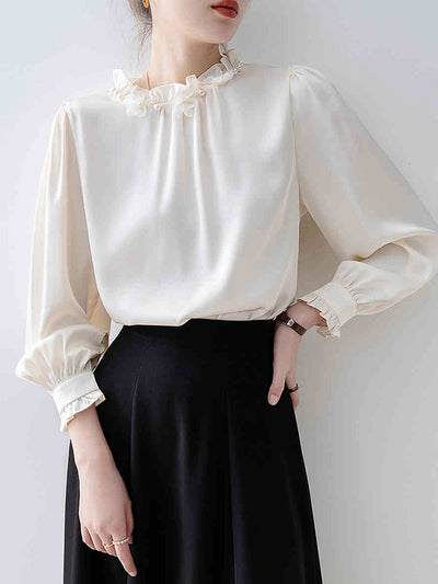 Jocelyn Classic Stand Collar Auricular Chiffon Top