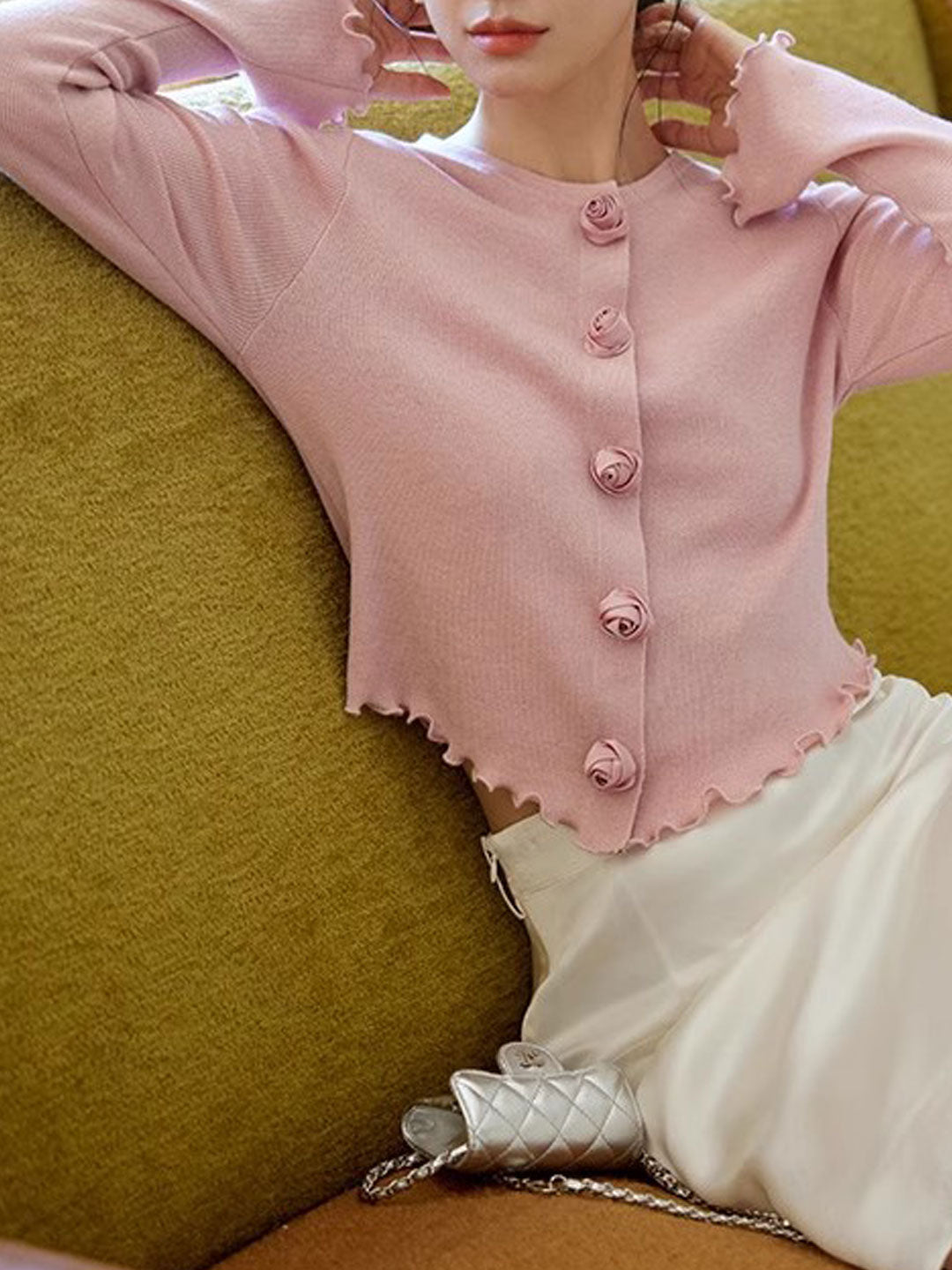 Bella Elegant Crew Neck Auricular Sleeve Knitted Cardigan