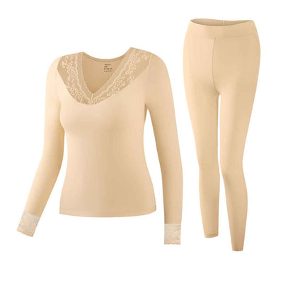 2pcs Women'S Lace V-Neck Tight Underwear Set