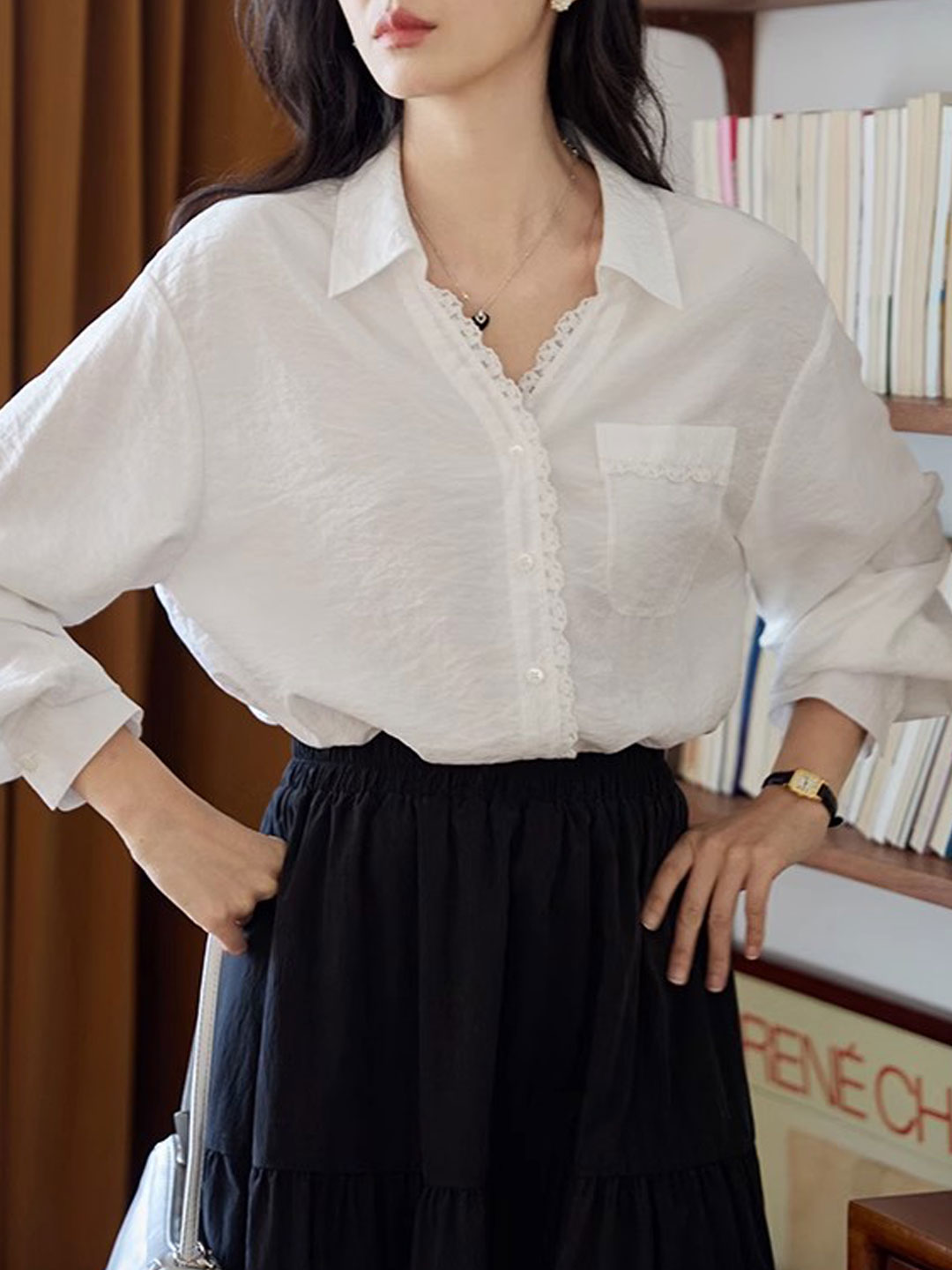 Layla Daily Lapel Lace Shirt