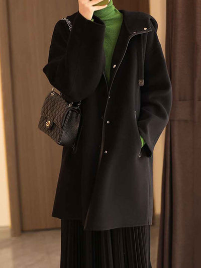 Grace Casual Hooded Solid Color Trench Coat