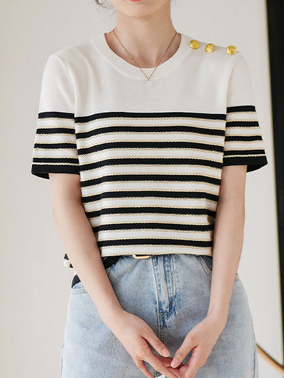 Ava Casual Loose Striped Knitted Top